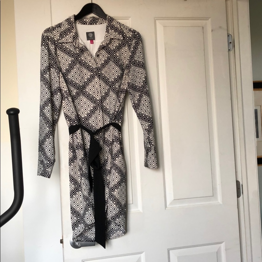 Vince Camuto Black & White Geo Print Dress